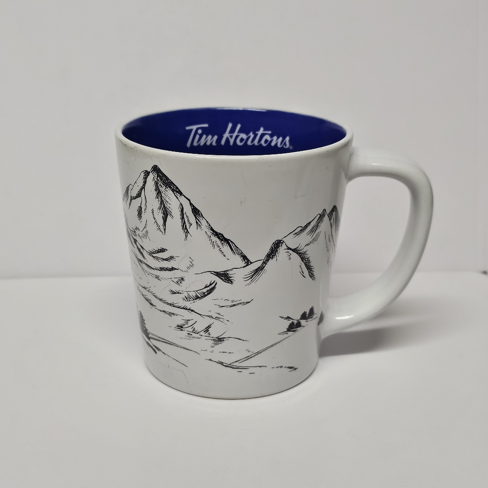 Tim Hortons Limited Edition Blue & White Mountain Skiing 2018 Mug